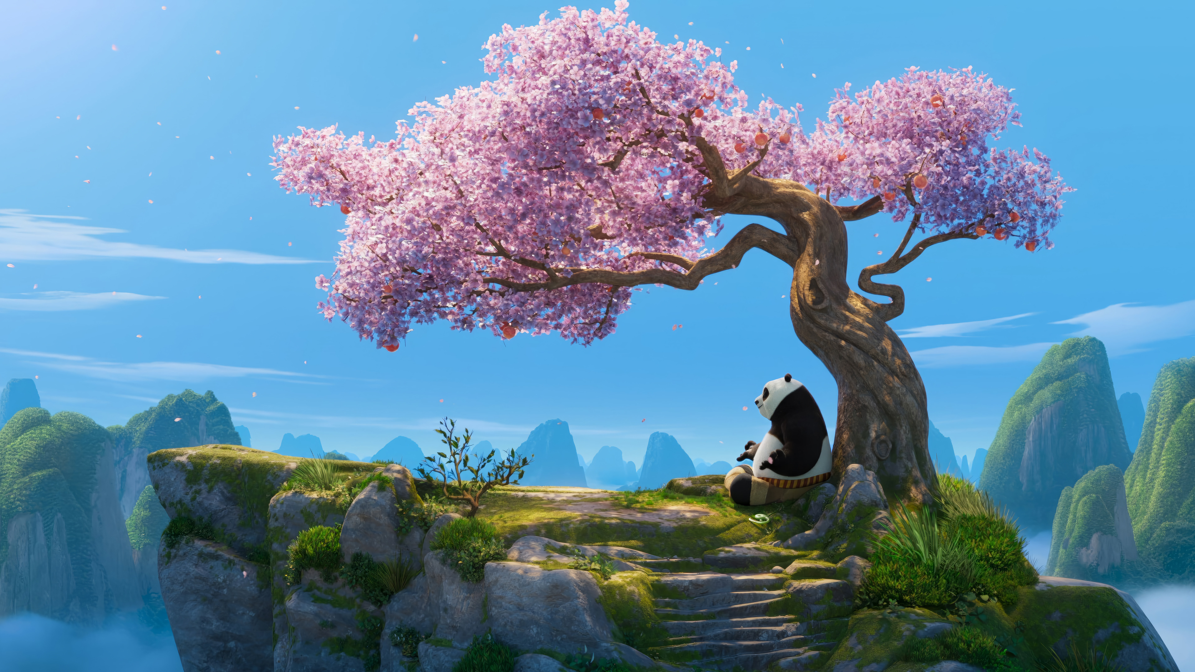 Kung Fu Panda Meditating Under Cherry Blossom Tree